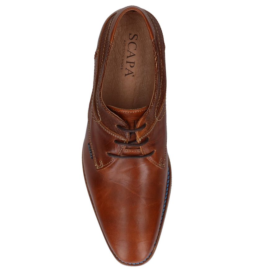 Cognac Geklede Veterschoenen Scapa in leer (245865)