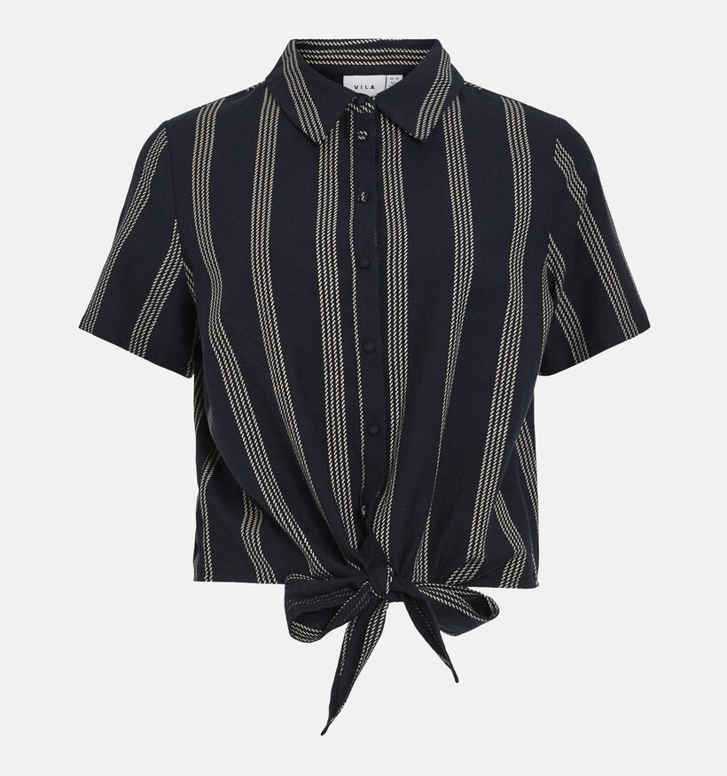 Vila Prisilla Blauw Hemd met Korte Mouwen en Strepen voor dames (353023)