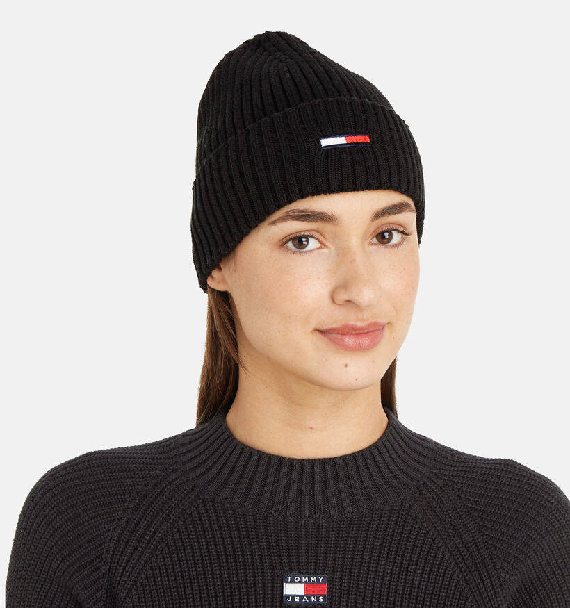 Tommy Hilfiger Rib Beanie Bonnet en Noir, Hommes Bonnets