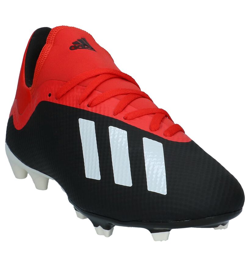 Zwart/Rode Voetbalschoenen adidas X 18.3 FG in kunstleer (236084)