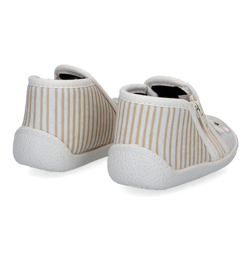 Milo & Mila Beige Pantoffels in stof (310773)