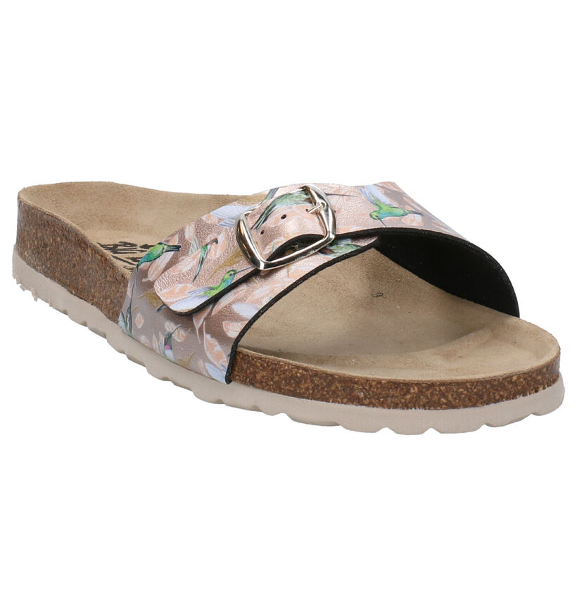 Big Leaf Nu-pieds plates en Rose en simili cuir (275764)