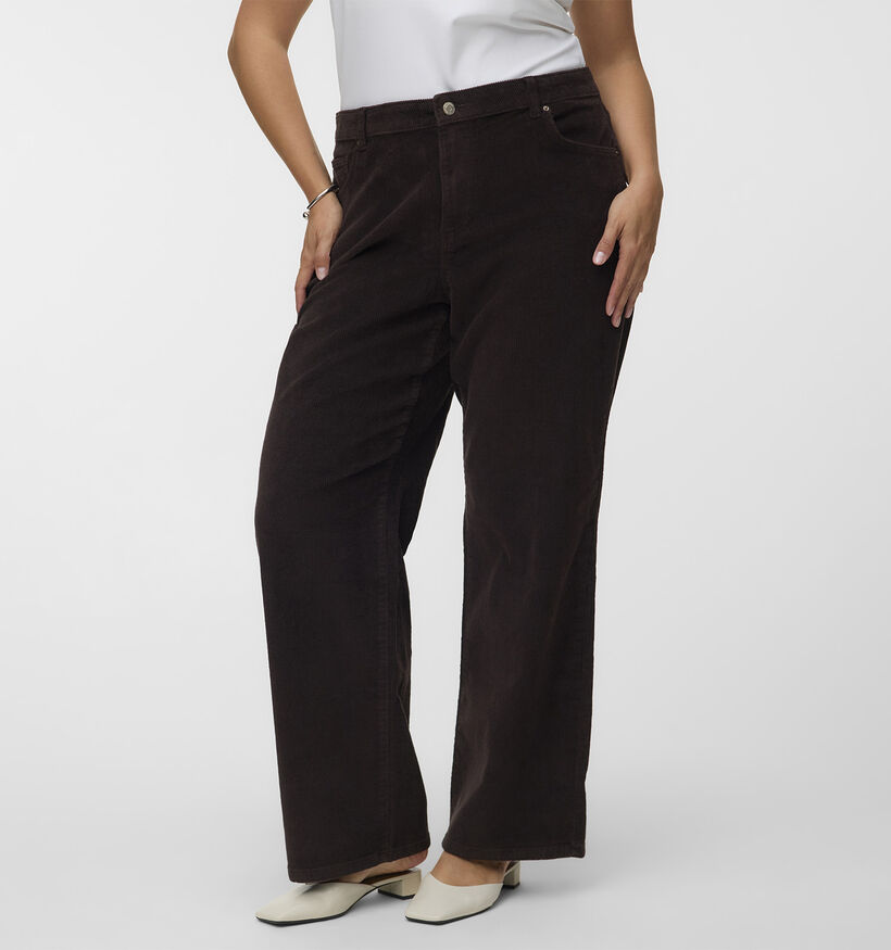 Vero Moda Curve Tessa Corduroy Donkerbruine Broek L32 voor dames (378119)