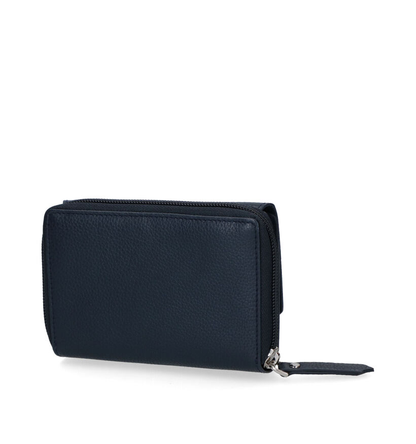 Euro-Leather Porte-monnaies zipp&eacute; en Noir pour femmes (365203)