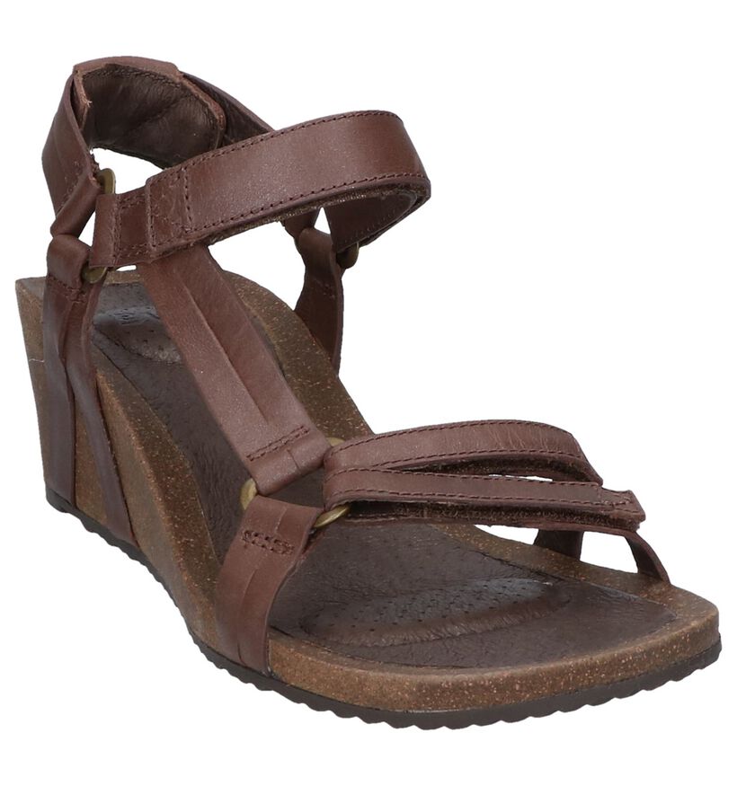 Teva Ysidro Sandales à talons en Brun foncé en cuir (242624)