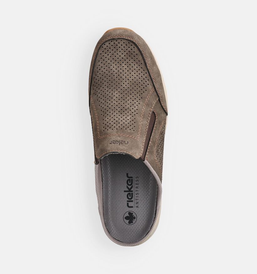 Rieker Nu-pieds plates en Marron pour hommes (370484) - pour semelles orthop&eacute;diques