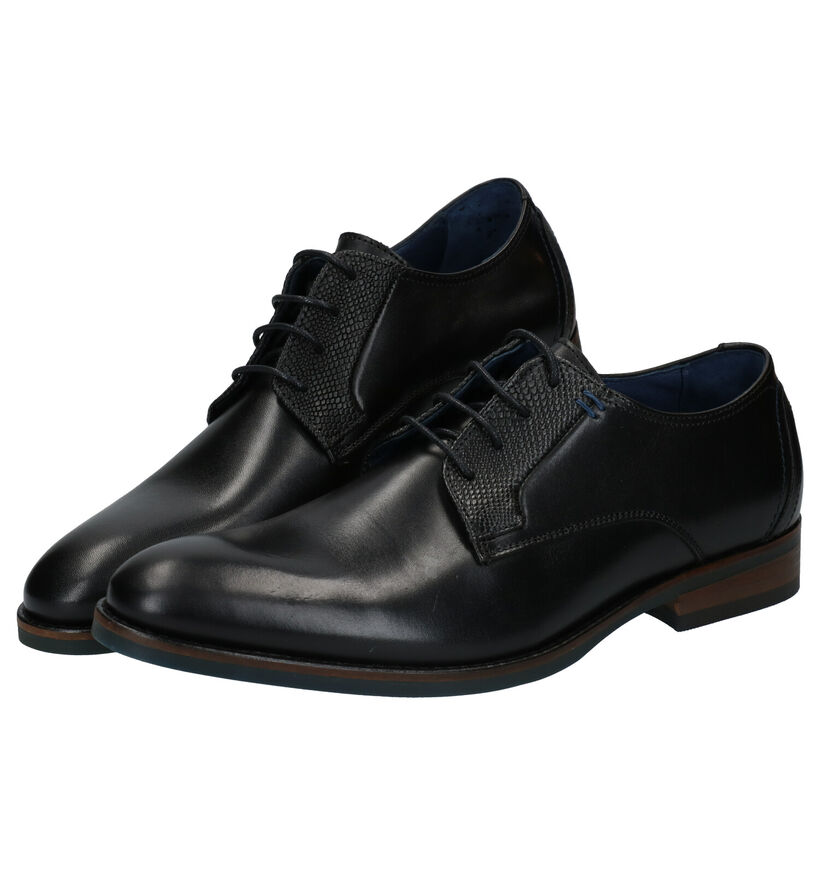 Via Borgo Humerto Chaussures Habillées en Noir en cuir (282092)