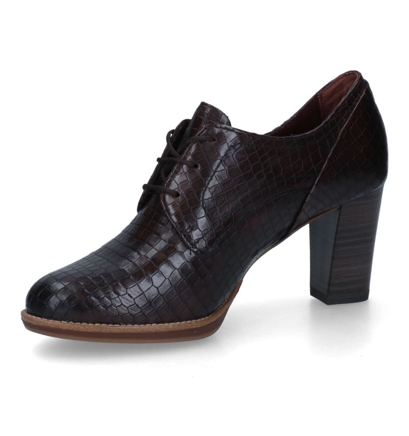 Tamaris Cognac Veterpumps in leer (315384)