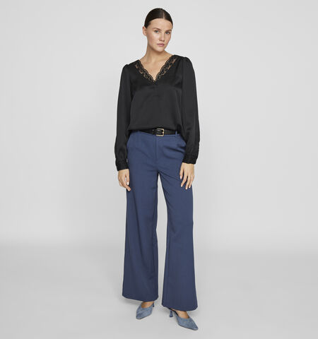 Vila Broeken Beige/Blauw/Bordeaux