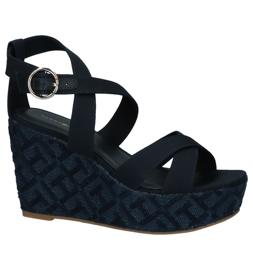 Tommy Hilfiger TH Pattern Wedge Sandal Donkerblauw, , pdp