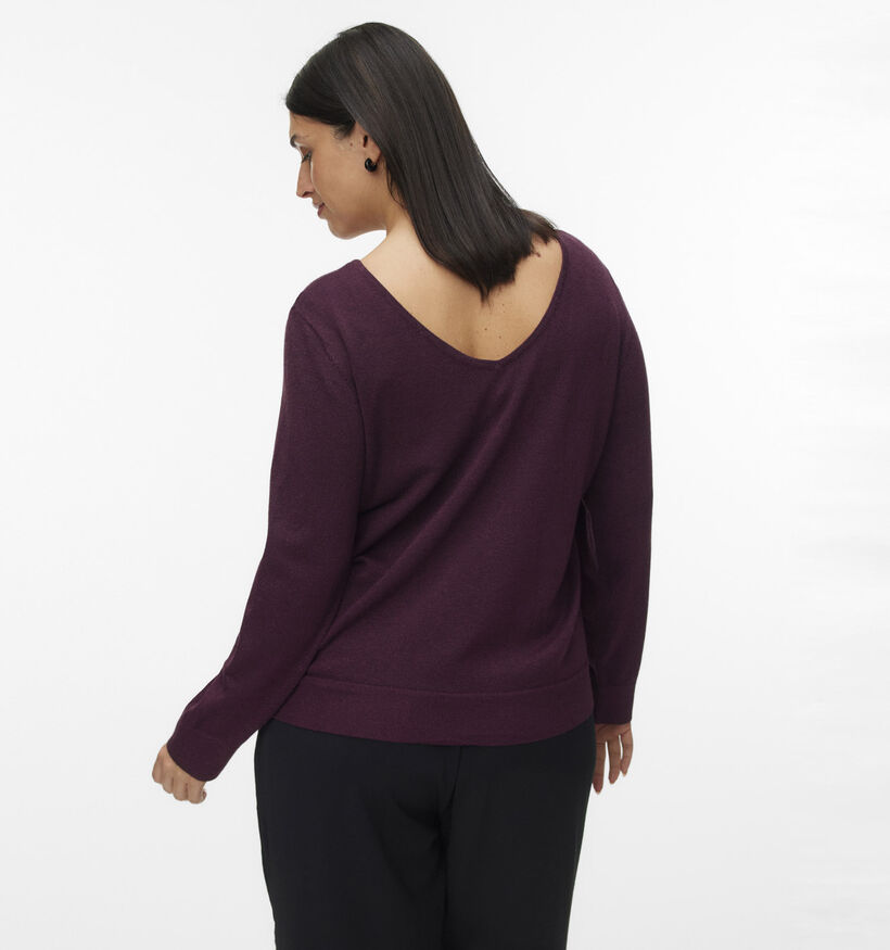 Vero Moda Curve Happy Glitter Pull en Bordeaux pour femmes (366402)