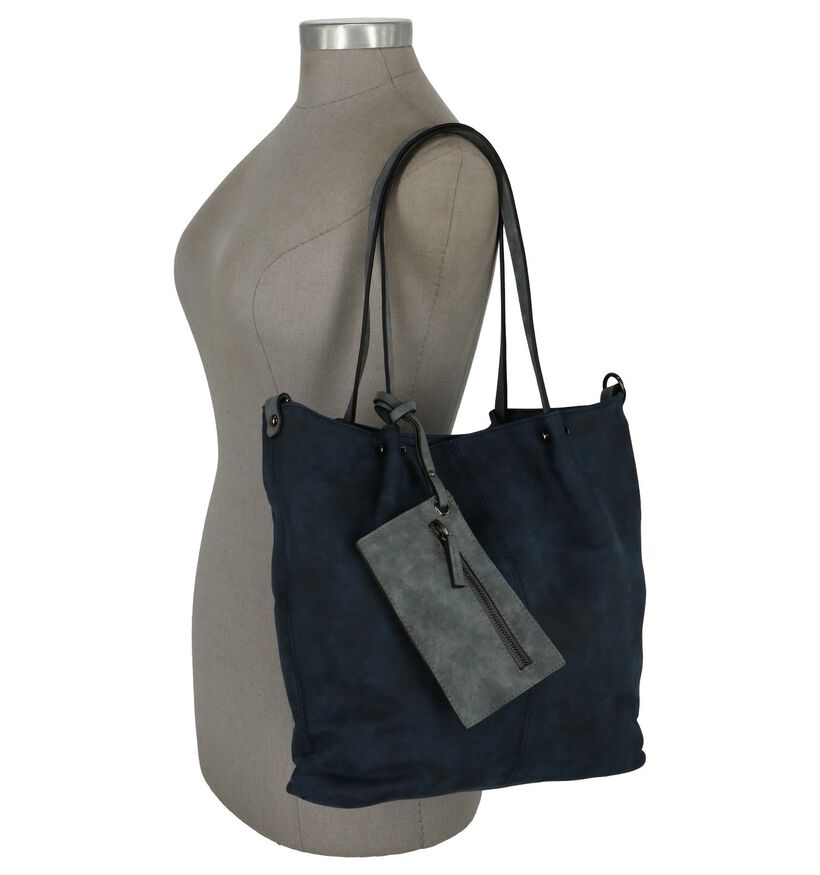 Donkerblauwe 2 in 1 Shopper Emily & Noah in kunstleer (227475)