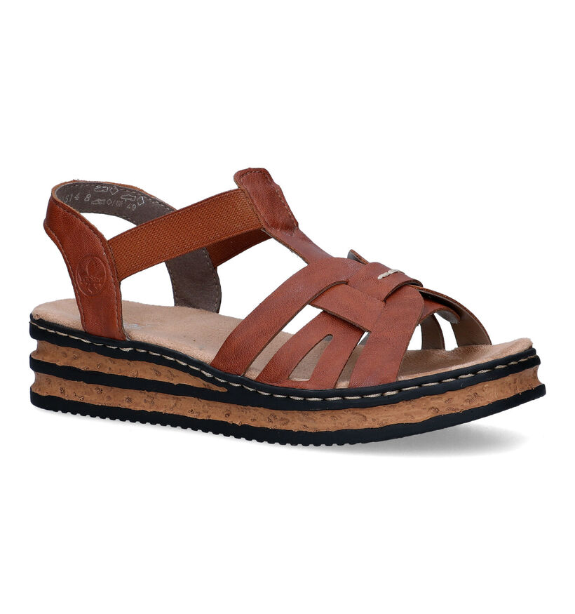 Rieker Sandales Talon Compensé en Bleu pour femmes (354949)