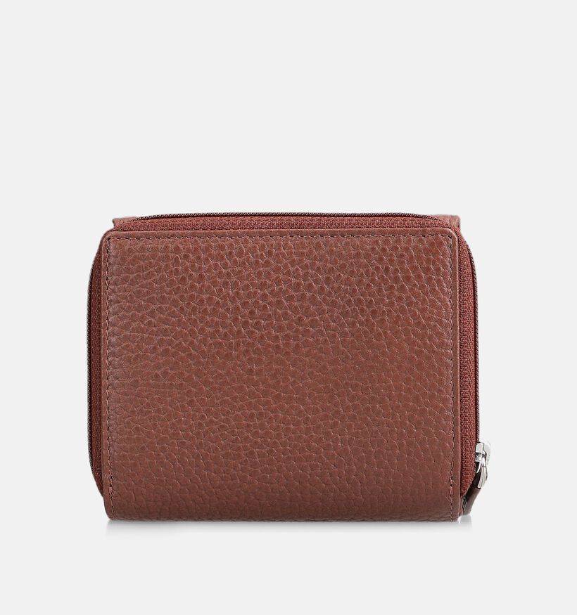 Euro-Leather Porte-monnaie zipp&eacute; en Marron pour femmes (375945)