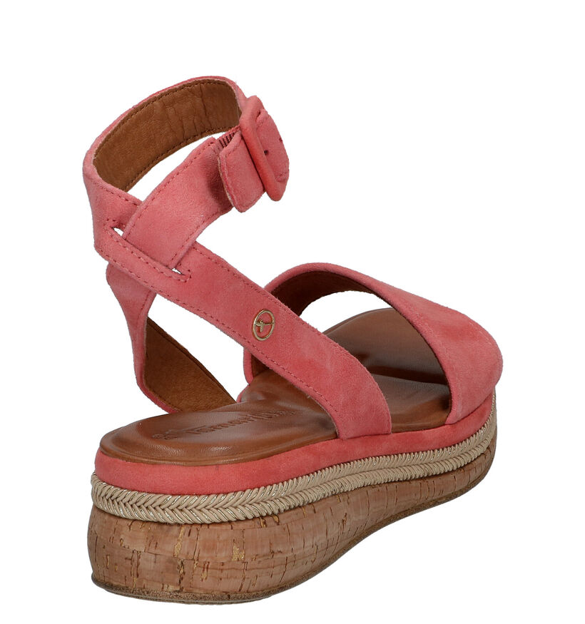 Tamaris Sandales compens&eacute;es en Rose en daim (289661)