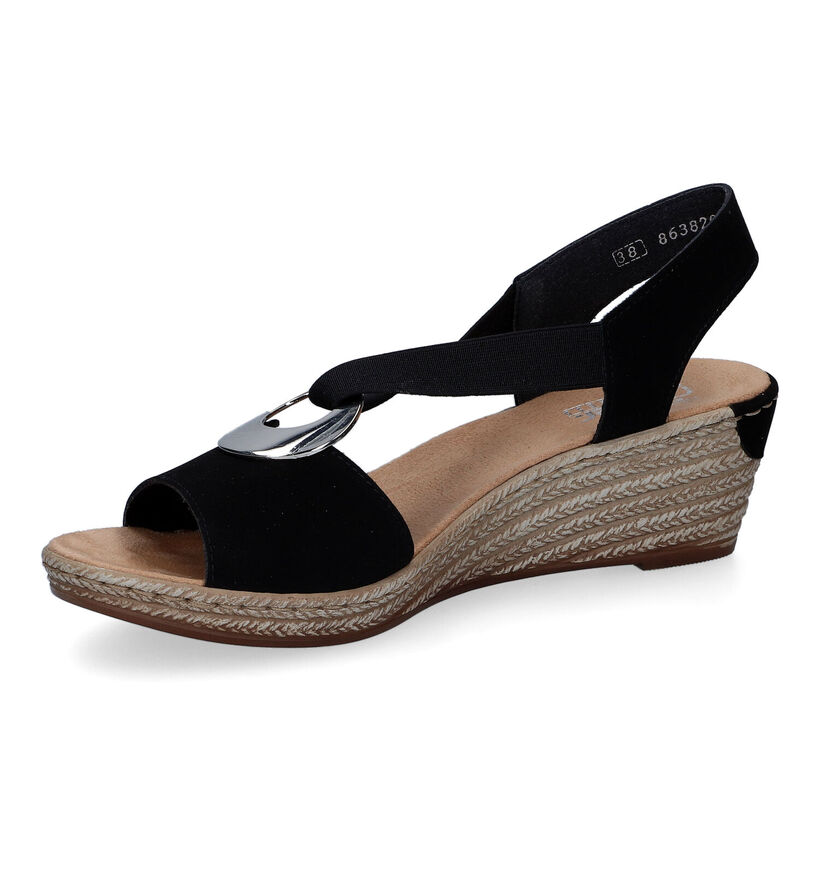 Rieker Sandales compensées en Noir pour femmes (339075)