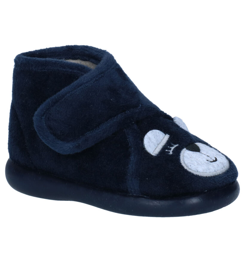 Milo & Mila Blauwe Pantoffels in stof (300000)