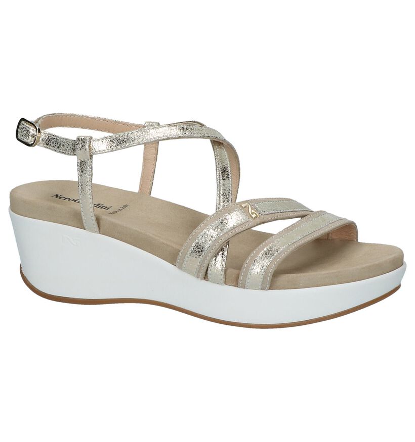 Gouden Sandalen met Sleehak en Dikke Zool NeroGiardini, , pdp