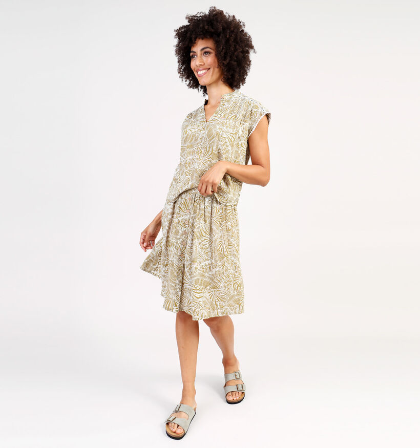 Mexx Ruffle Neck Groene Blouse voor dames (345054)