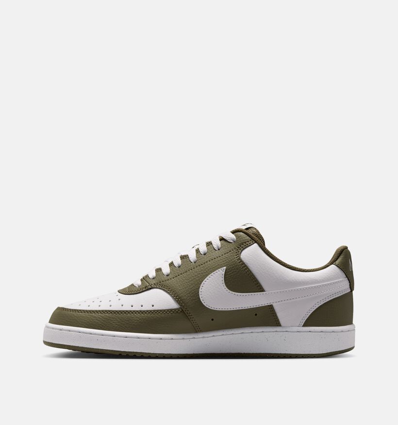 Nike Court Vision Low Baskets en Vert kaki/Blanc pour hommes (359876) - pour semelles orthopédiques