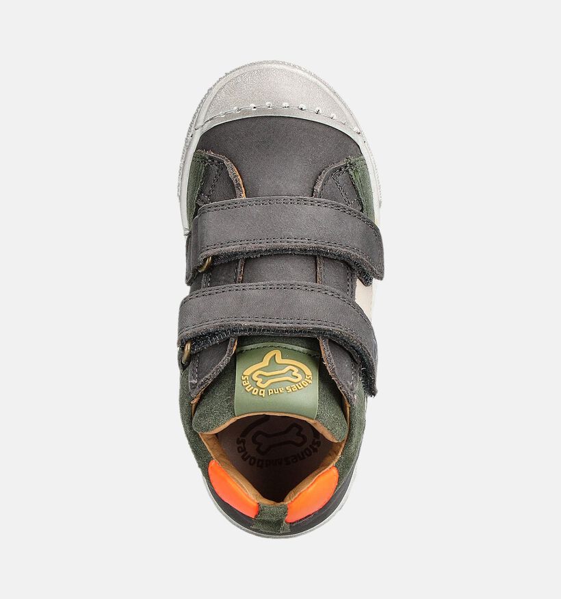 Stones and Bones Donkergrijze/Groene Sneakers voor jongens (361987) - geschikt voor steunzolen
