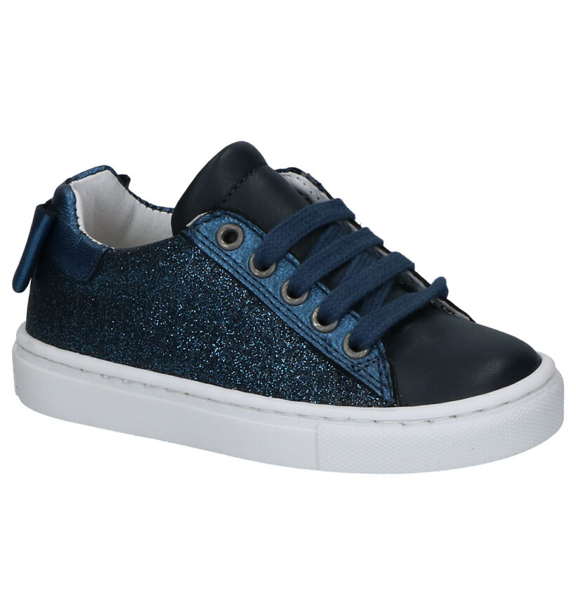 Milo & Mila Baskets basses en Bleu foncé en cuir (290086)