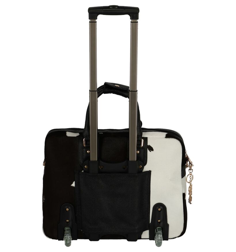 Zwart met Witte Business Trolley Olivia Lauren Cowhide, , pdp