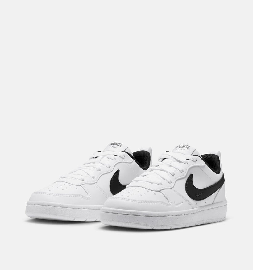 Nike Court Borough Low 2 Witte/Zwarte Sneakers voor jongens (380741)