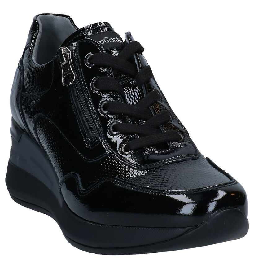 NeroGiardini Zwarte Veterschoenen in leer (296640)