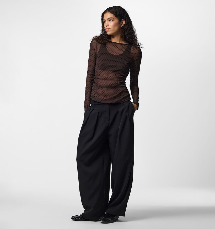 Pieces Bobo Mesh Donkerbruine T-shirt met Lange Mouwen voor dames (378366)