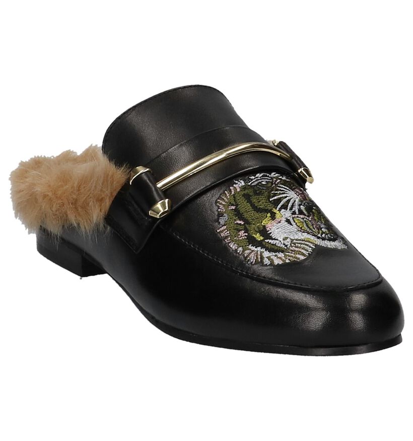Steve Madden King-P Zwarte Muiltjes in leer (216628)
