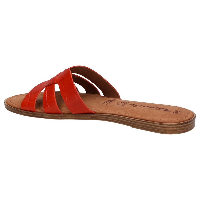 Tamaris Nu-pieds plates en Orange en cuir (270149)