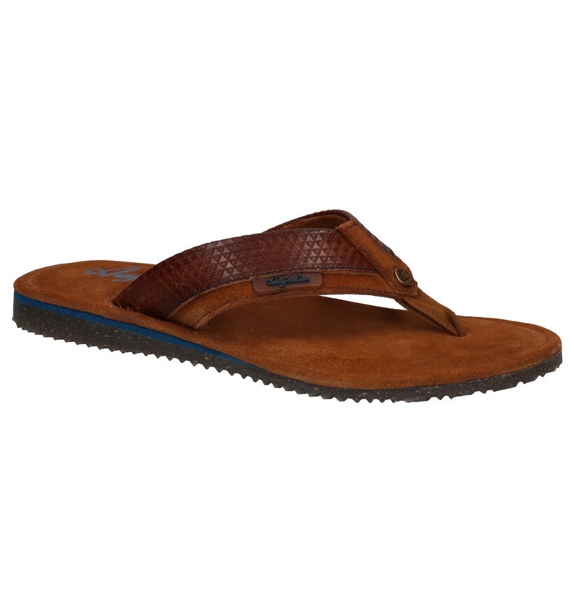 Australian Newport Blauwe Teenslippers in leer (289190)