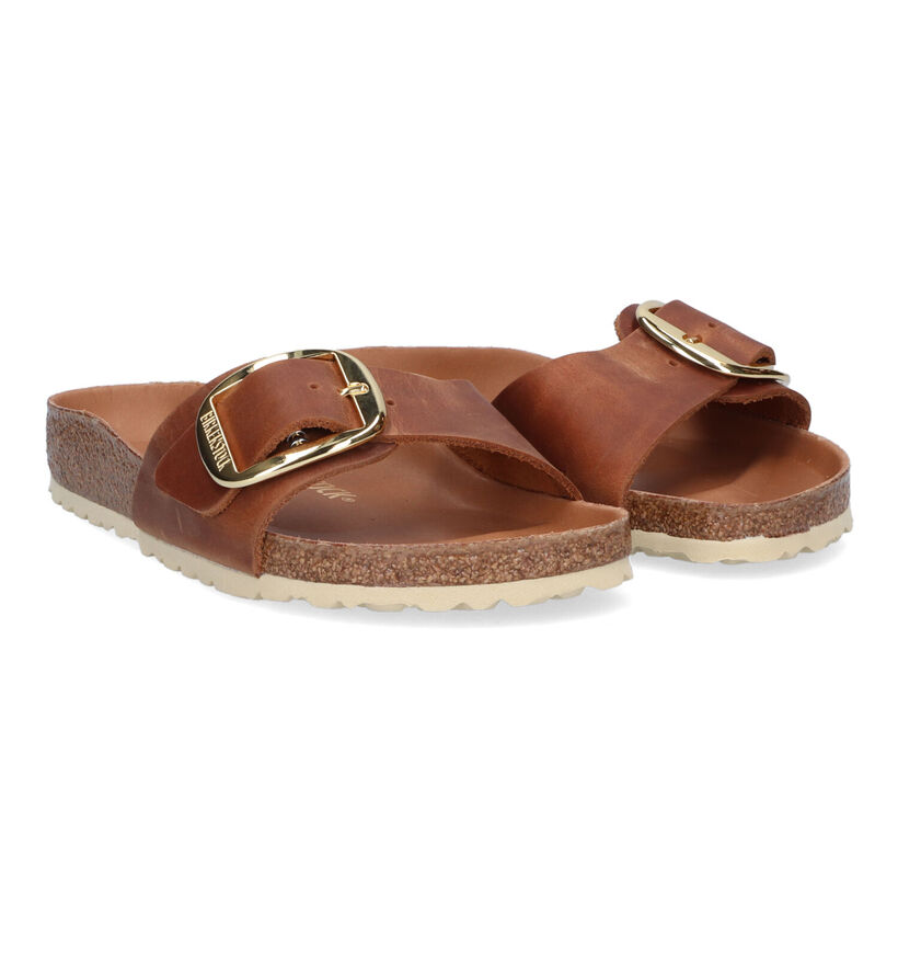 Birkenstock Madrid Big Buckle Nu-pieds en Cognac en simili cuir (322649)