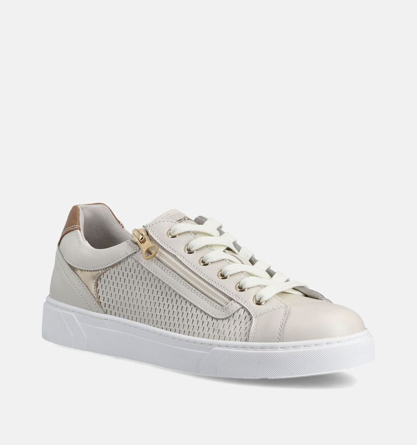 NeroGiardini Ecru Sneakers met Rits voor dames (369088) - geschikt voor steunzolen