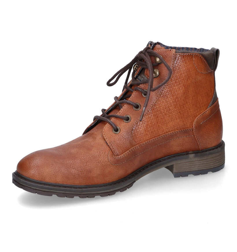 Mustang Boots à lacets en Cognac en simili cuir (313557)