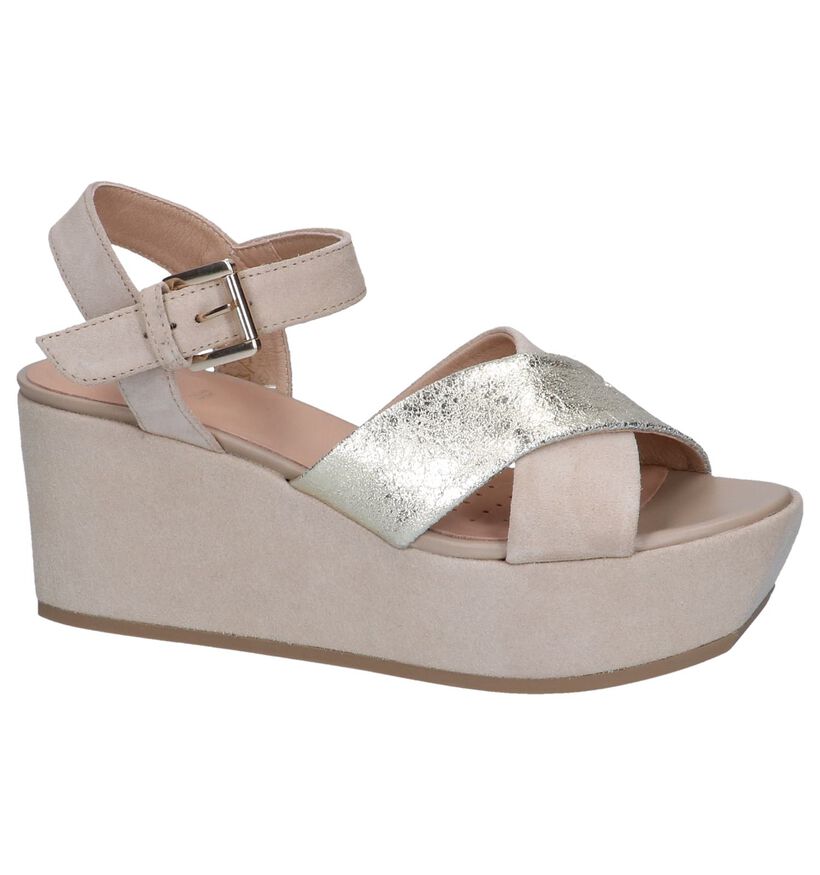 Taupe Sandalen Geox Zerfie in leer (241670)