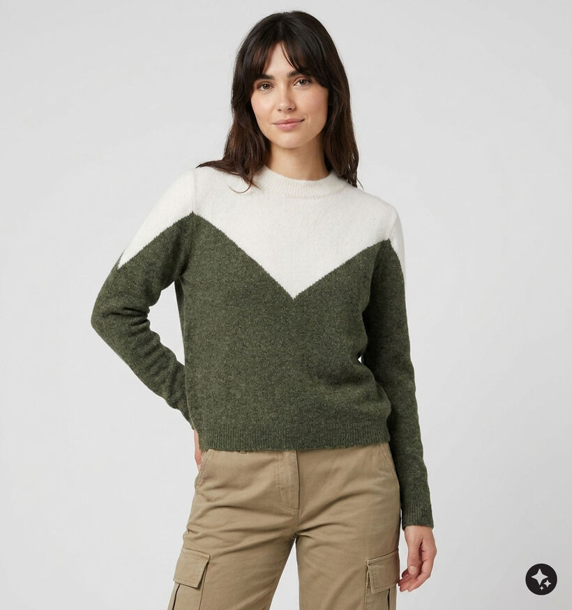 Vero Moda Plaza Groene/Beige Trui voor dames (377627)