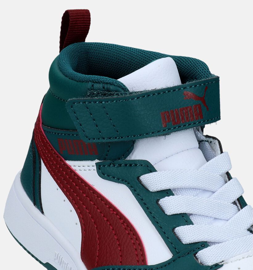 Puma Rebound V6 Mid Witte/Zwarte Sneakers voor jongens, meisjes (359215) - geschikt voor steunzolen