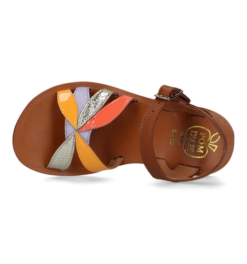 Pom d'Api Plagette Oto Sandales en Cognac pour filles (322874)