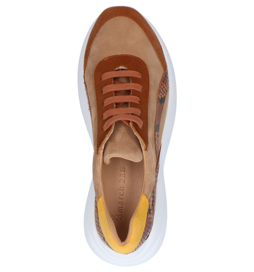 March23 Vivian Cognac Sneakers in leer (256898)