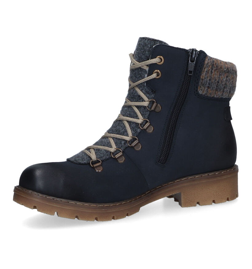 Rieker Blauwe Veterboots voor dames (331612) - geschikt voor steunzolen