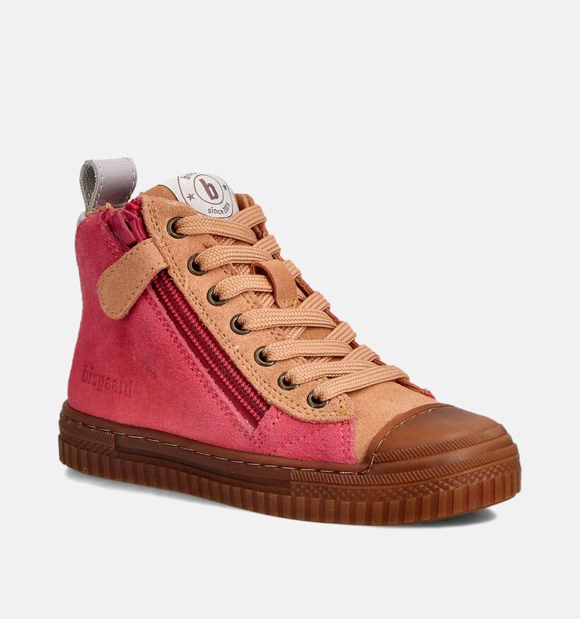 Bisgaard Roze/Oranje Hoge Schoenen voor jongens (364145) - geschikt voor steunzolen