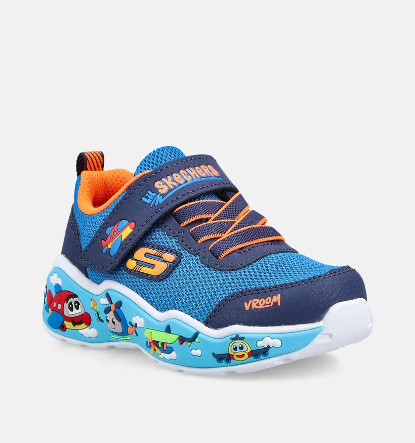 Skechers Play Scene Vroom Blauwe Sneakers voor jongens, meisjes (367539)
