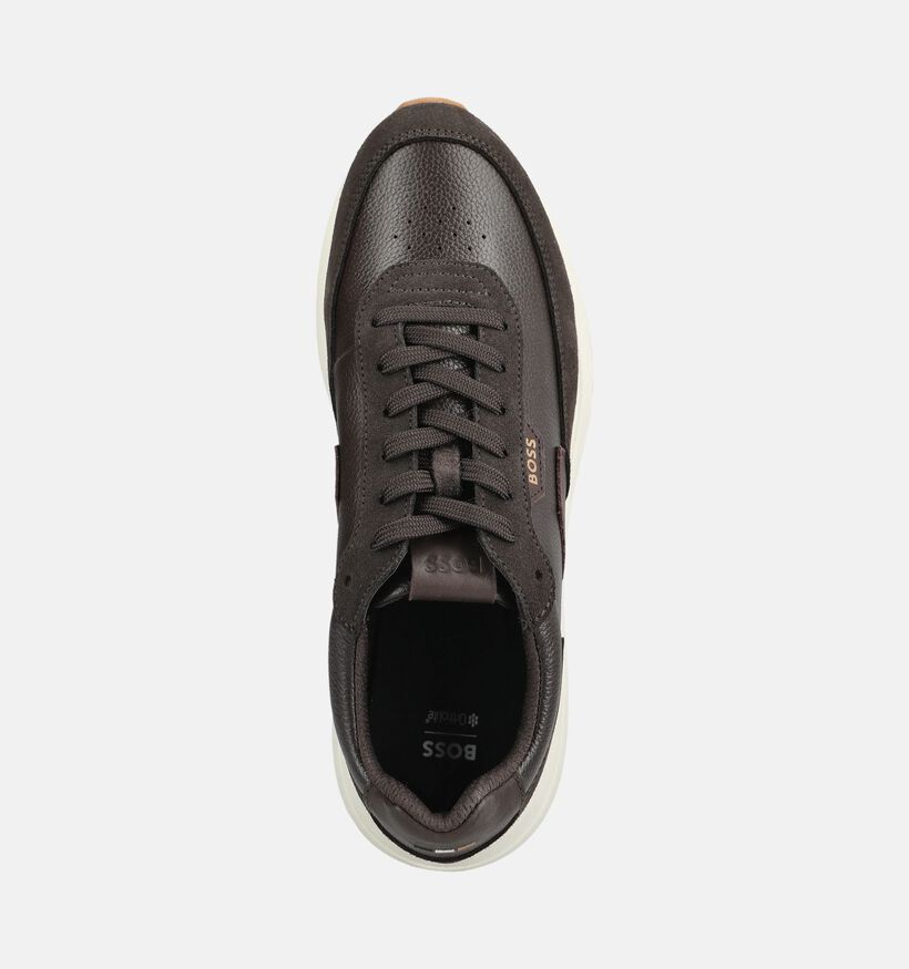 BOSS Vinston Runn Chaussures plates en Brun fonc&eacute; pour hommes (375711)