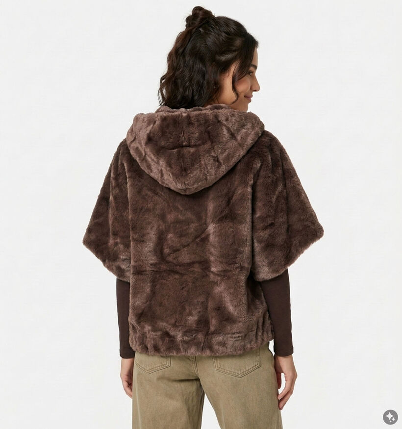 Laurent David Donkerbruine Fluffy Vest voor dames (382021)