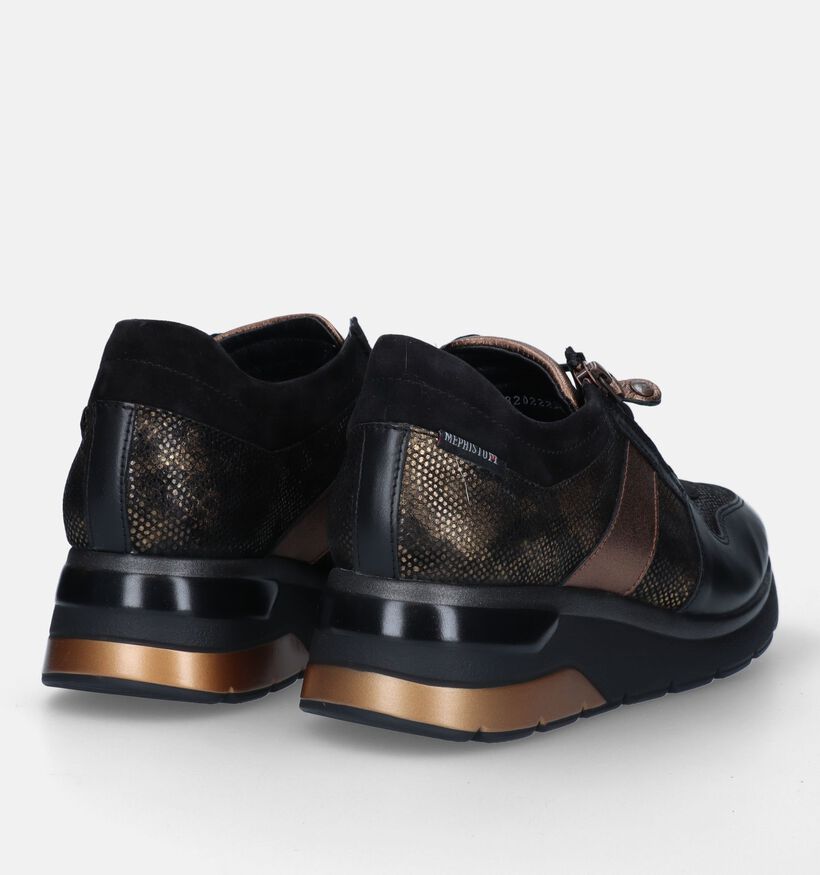 Mephisto Elisia Zwarte Sneakers met sleehak voor dames (330741) - geschikt voor steunzolen