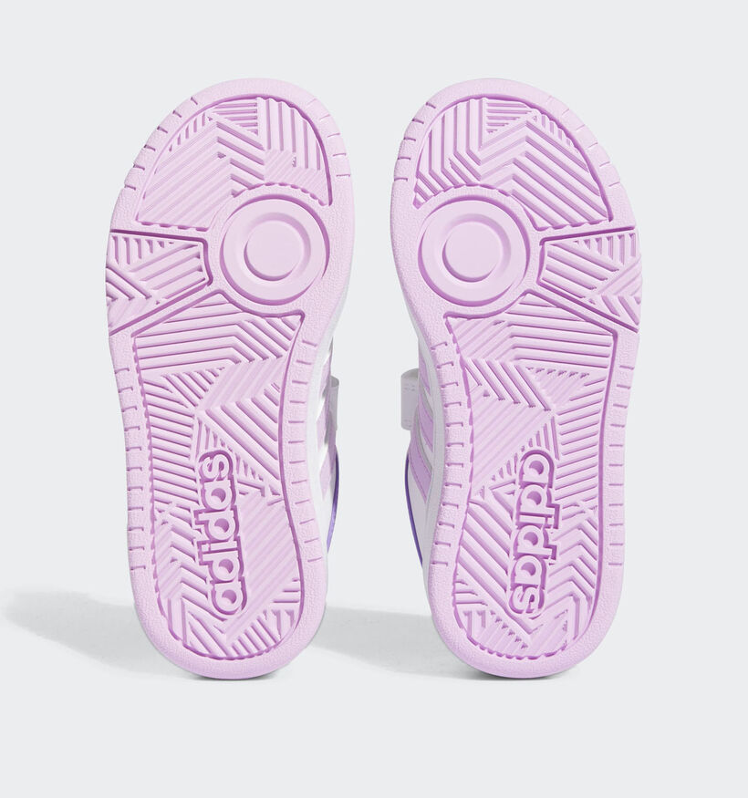 adidas Hoops 3.0 Cloudfoam Baskets en Blanc/Rose pour filles (366038) - pour semelles orthopédiques