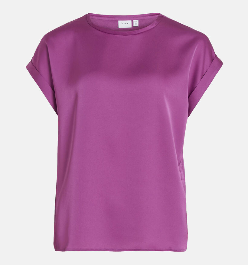 Vila Ellette T-shirt en satin en Mauve pour femmes (345352)