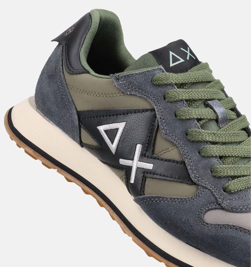 Sun68 Jaki Bicolor 2.0 Chaussures plates en Gris/Vert pour hommes (379403) - pour semelles orthop&eacute;diques